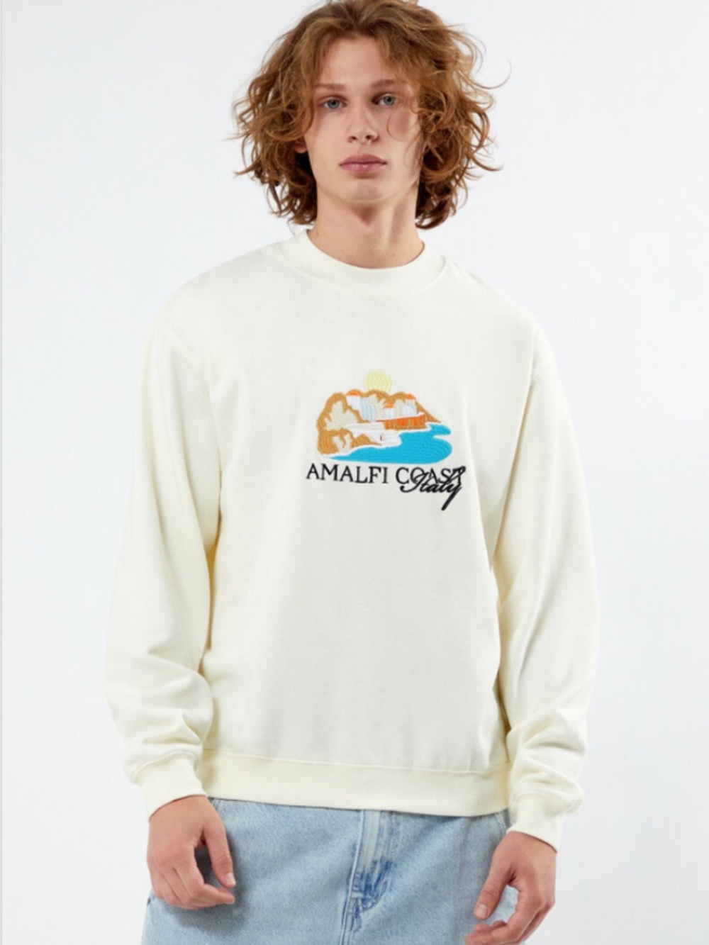 Pacsun Amalfi Coast Embroidery Crew Neck Sweatshirt Size Large